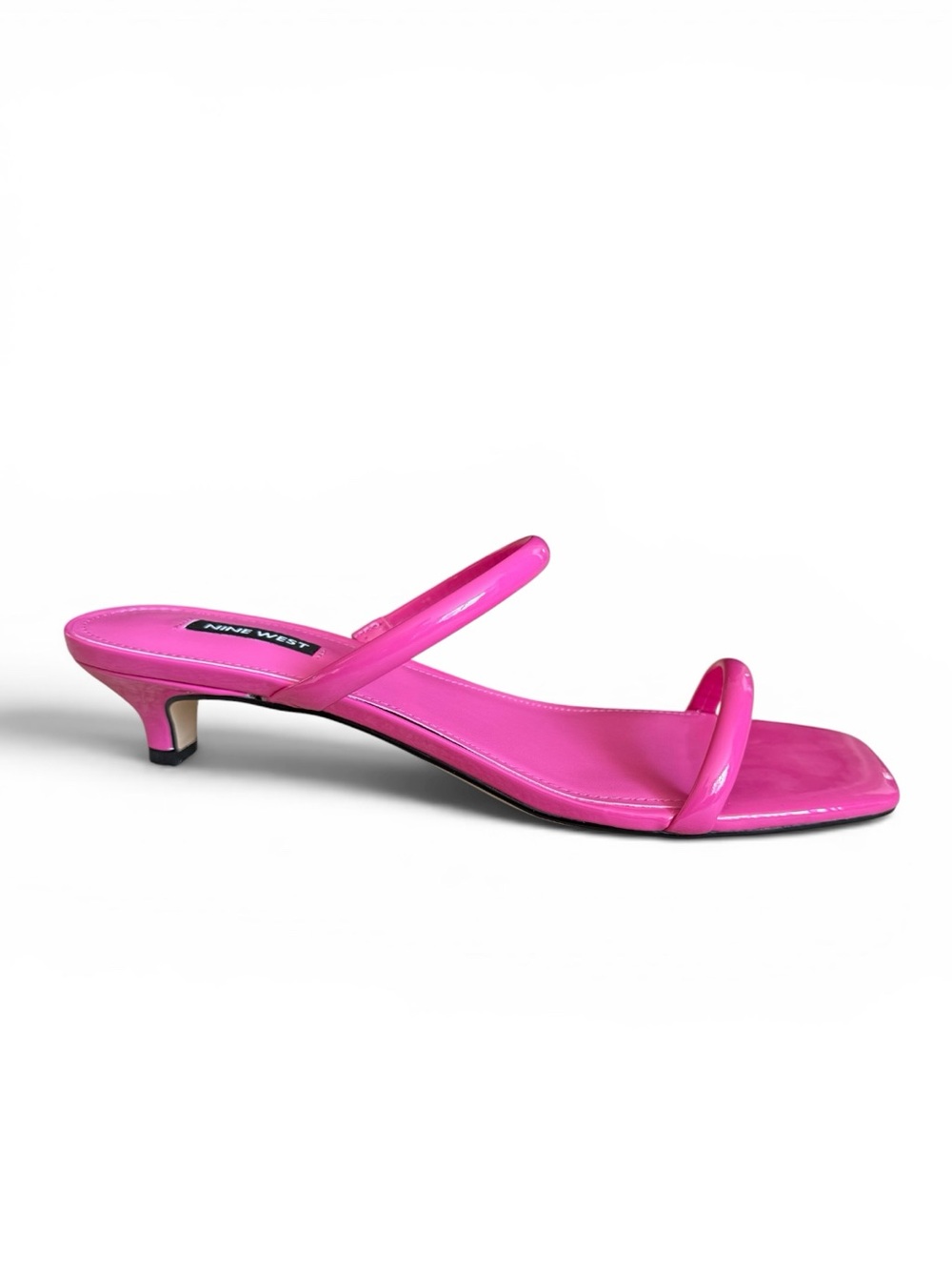 Nine West Noel3 Hot Pink Kitten Heel Slide Sandals Square Toe Size 10 - Picture 3 of 15